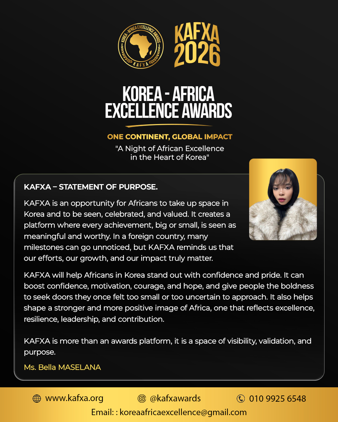 Core team statement — Ms. Bella MASELANA